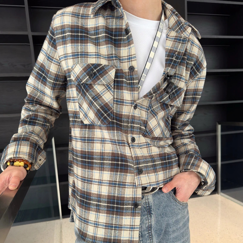 Särk ruudustiku mustriga, 100% puuvill, lappkaelaga, pikad varrukad, vaba lõige