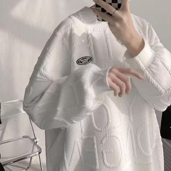 Ανδρικό φούτερ χωρίς κουκούλα - μακριά μανίκια, χαλαρή γραμμή, ακεταϊκές ίνες, μίγμα συνθετικών ινών