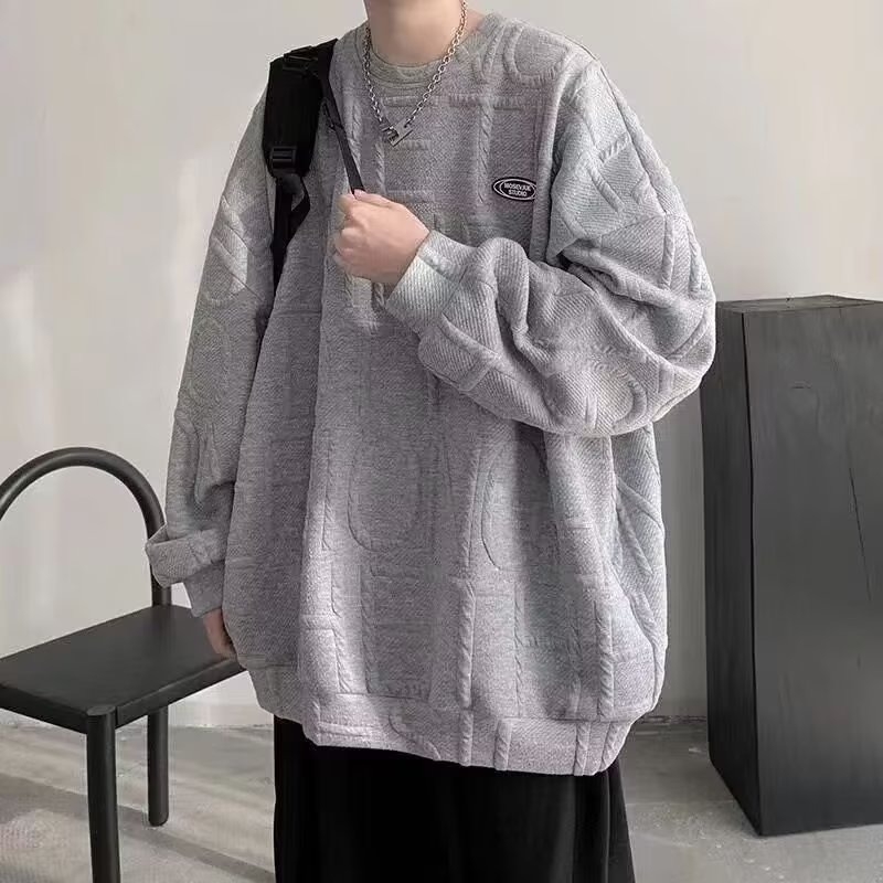 Ανδρικό φούτερ χωρίς κουκούλα - μακριά μανίκια, χαλαρή γραμμή, ακεταϊκές ίνες, μίγμα συνθετικών ινών