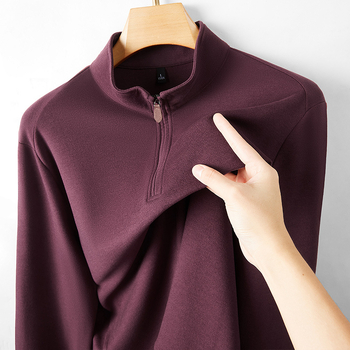 Sweatshirt/Fleece Shirt lukuga ja kõrge kaelaga, sünteetilise kiudude segu, paks fliis, sirge lõige