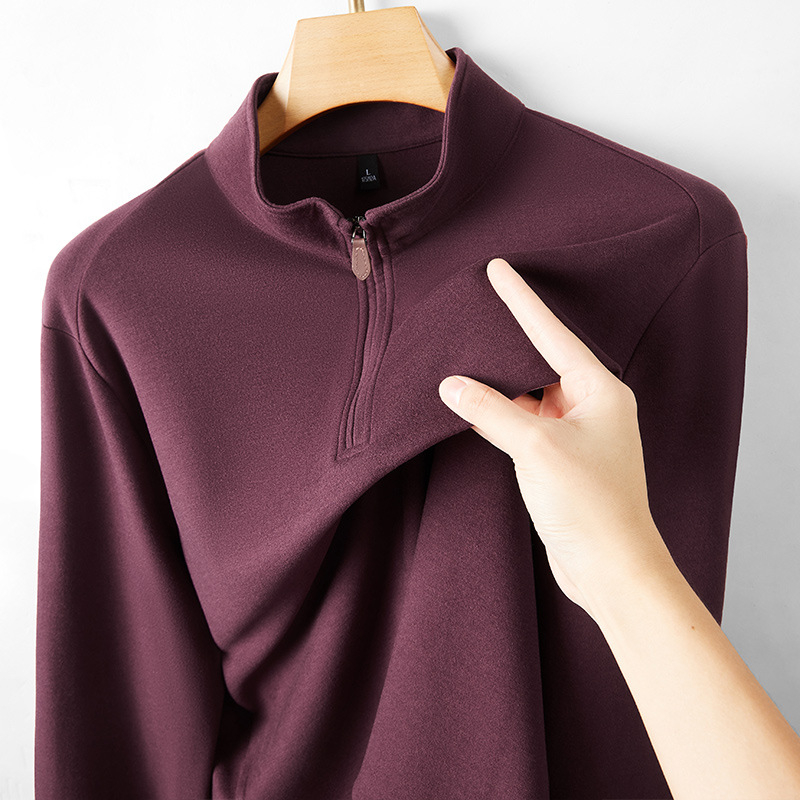 Sweatshirt/Fleece Shirt lukuga ja kõrge kaelaga, sünteetilise kiudude segu, paks fliis, sirge lõige