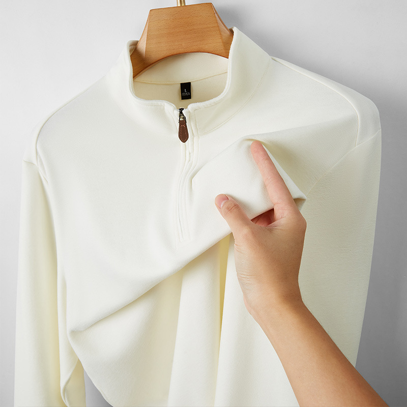 Sweatshirt/Fleece Shirt lukuga ja kõrge kaelaga, sünteetilise kiudude segu, paks fliis, sirge lõige