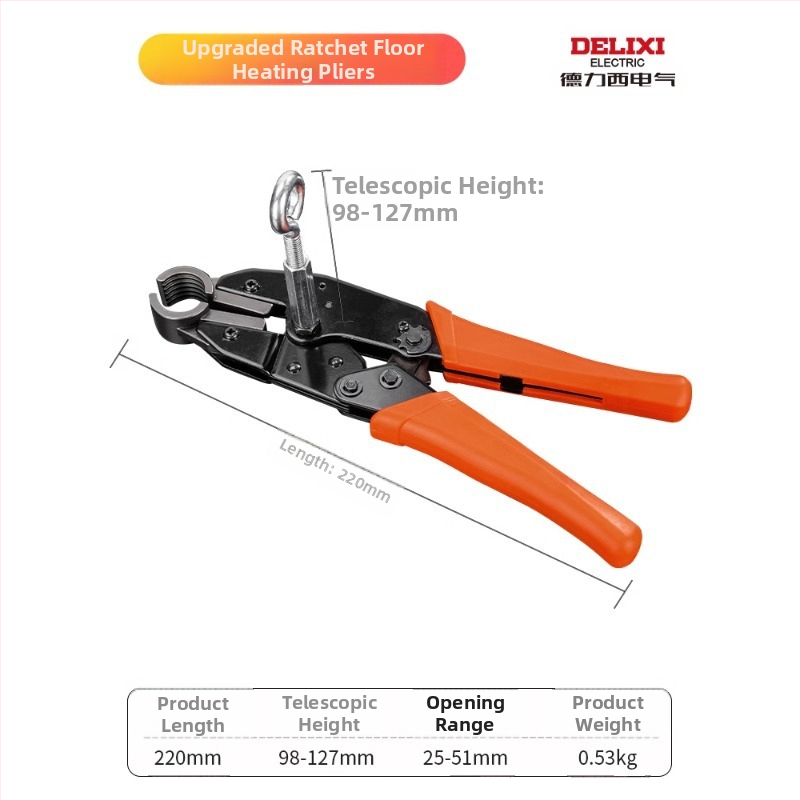 Delixi kliešte pre podlahové vykurovanie – ručné rozoberanie a čistenie potrubia, zubové čeľuste, inštalácia rozdeľovača vody