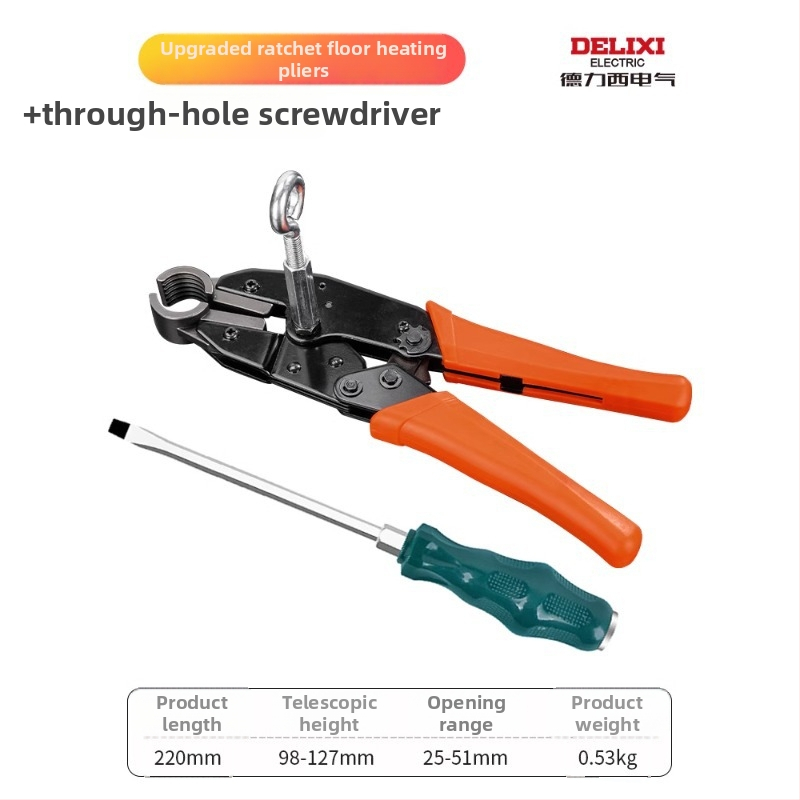 Delixi kliešte pre podlahové vykurovanie – ručné rozoberanie a čistenie potrubia, zubové čeľuste, inštalácia rozdeľovača vody