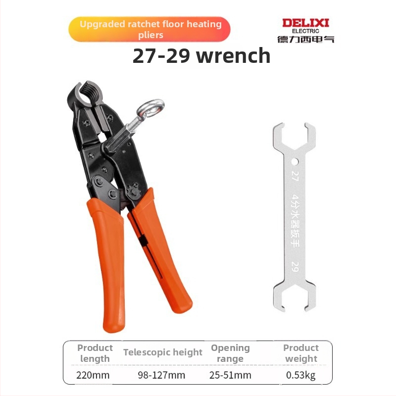 Delixi kliešte pre podlahové vykurovanie – ručné rozoberanie a čistenie potrubia, zubové čeľuste, inštalácia rozdeľovača vody