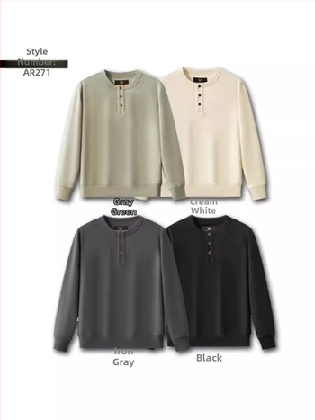 Meeste puuvillane Parisian Twill dressipluus, ümmarguse kaelusega, pikkade varrukatega (Kevad 2025; 350 g; Puuvill 81–90%; Parisian Twill; Ümmargune kaelus, Pikad varrukad)