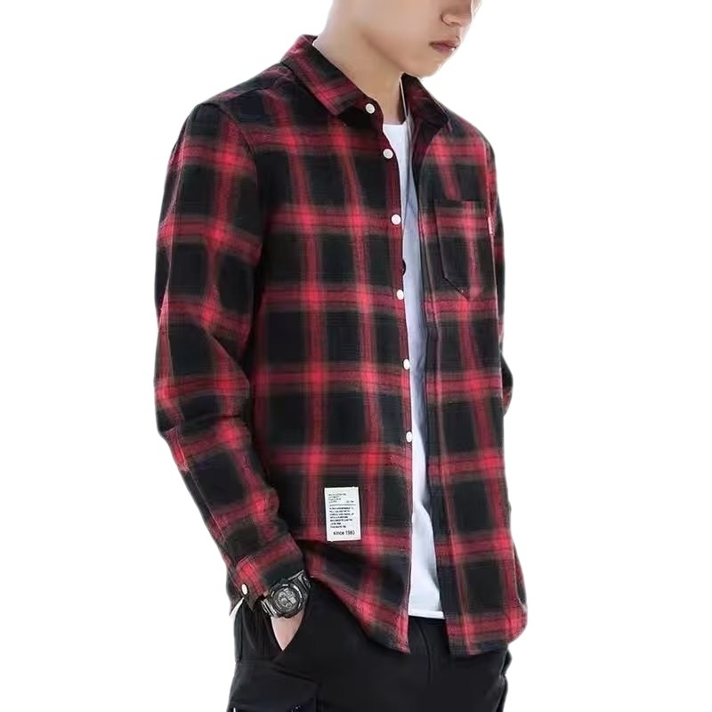 Ruuduline särk fleecevooder, nelja-direktiiooni elastne materjal, kitsas lõige, lai kaelus, 3/4 varrukad