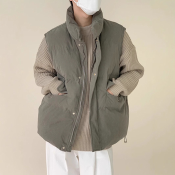 Vyriska Corduroy žieminė liemenė, su tankiu medvilnės užpildų, poliesterio pamušalas, be rankovių, stovinčio kaklo