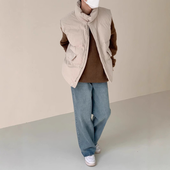 Vyriska Corduroy žieminė liemenė, su tankiu medvilnės užpildų, poliesterio pamušalas, be rankovių, stovinčio kaklo