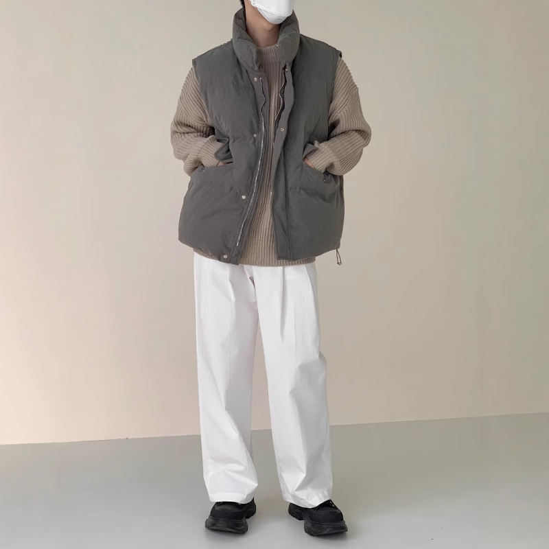 Vyriska Corduroy žieminė liemenė, su tankiu medvilnės užpildų, poliesterio pamušalas, be rankovių, stovinčio kaklo