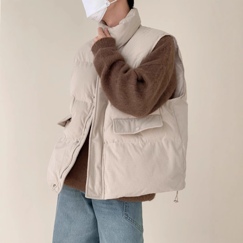 Vyriska Corduroy žieminė liemenė, su tankiu medvilnės užpildų, poliesterio pamušalas, be rankovių, stovinčio kaklo