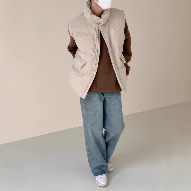 Vyriska Corduroy žieminė liemenė, su tankiu medvilnės užpildų, poliesterio pamušalas, be rankovių, stovinčio kaklo