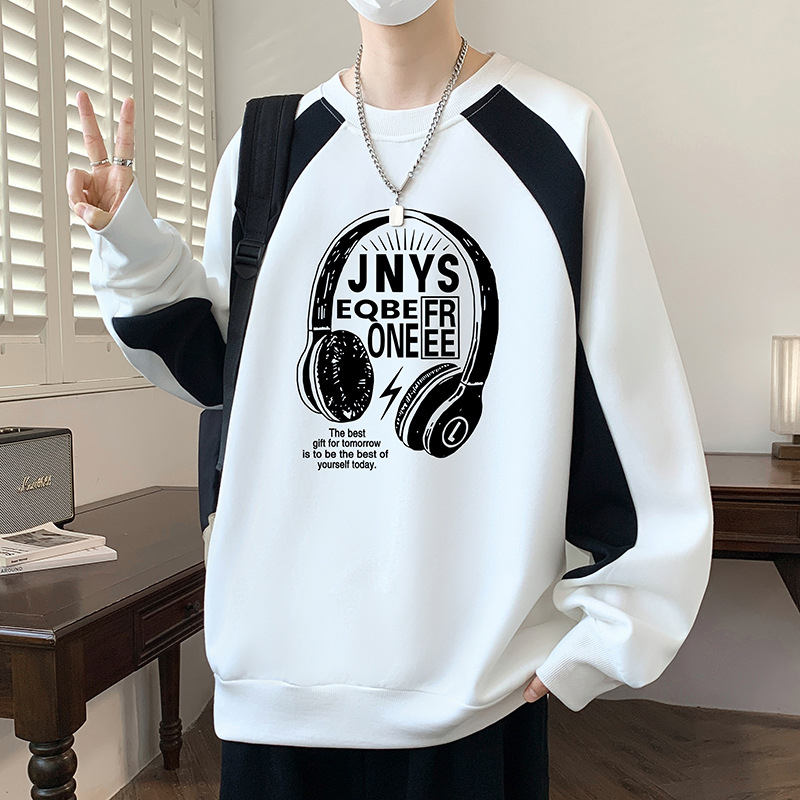 Muški hoodie s kapuljačom u color-block dizajnu, korejski stil, smjesa pamuka 51–70%, dugi rukavi