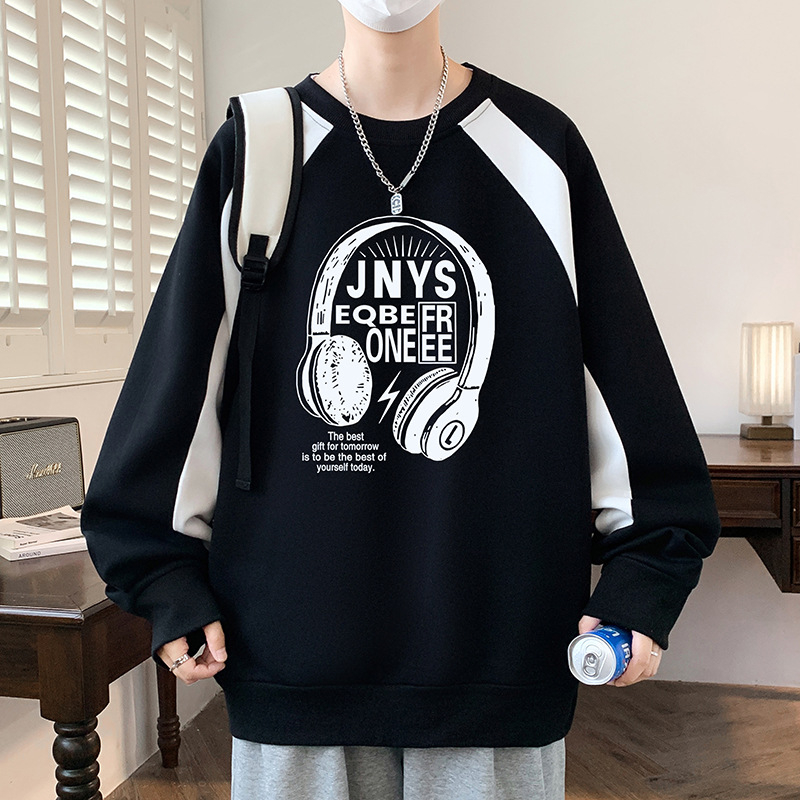 Muški hoodie s kapuljačom u color-block dizajnu, korejski stil, smjesa pamuka 51–70%, dugi rukavi