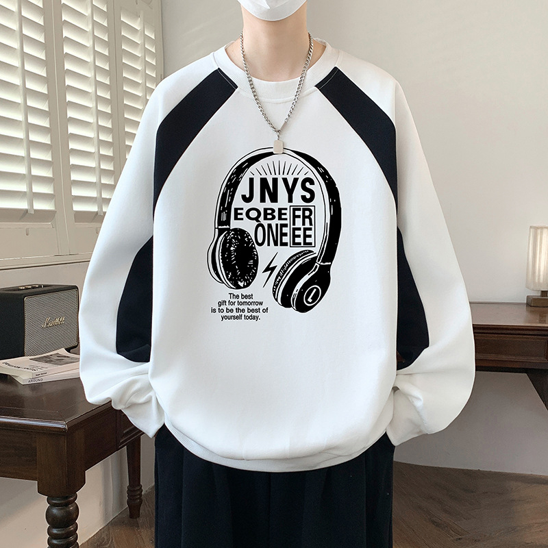 Muški hoodie s kapuljačom u color-block dizajnu, korejski stil, smjesa pamuka 51–70%, dugi rukavi