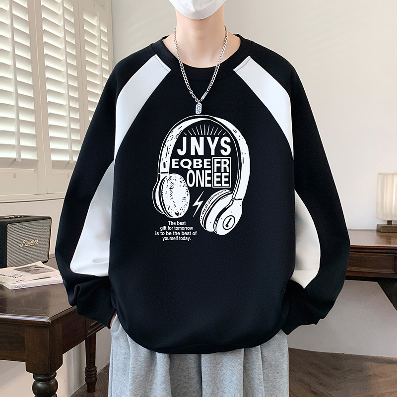 Muški hoodie s kapuljačom u color-block dizajnu, korejski stil, smjesa pamuka 51–70%, dugi rukavi