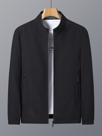 Meeste kerge ärijakke, ilma krae, tõmblukuga, regulaarne lõige, sobib kevade ja sügise jaoks