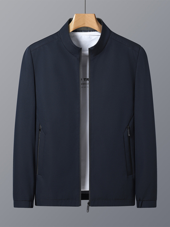 Meeste kerge ärijakke, ilma krae, tõmblukuga, regulaarne lõige, sobib kevade ja sügise jaoks