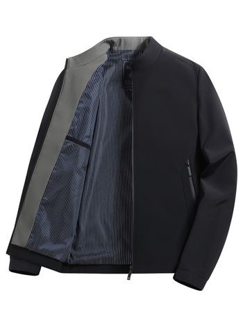 Meeste kerge ärijakke, ilma krae, tõmblukuga, regulaarne lõige, sobib kevade ja sügise jaoks