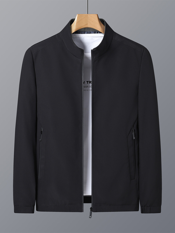 Meeste kerge ärijakke, ilma krae, tõmblukuga, regulaarne lõige, sobib kevade ja sügise jaoks