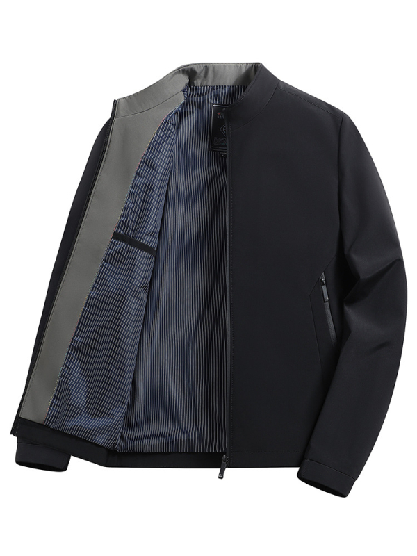 Meeste kerge ärijakke, ilma krae, tõmblukuga, regulaarne lõige, sobib kevade ja sügise jaoks