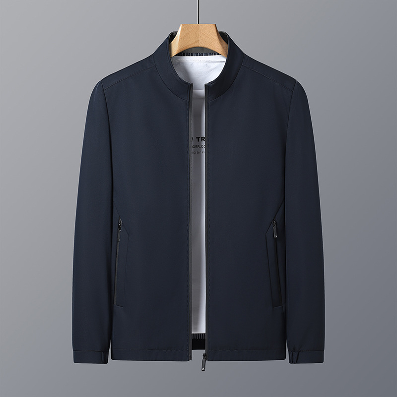 Meeste kerge ärijakke, ilma krae, tõmblukuga, regulaarne lõige, sobib kevade ja sügise jaoks