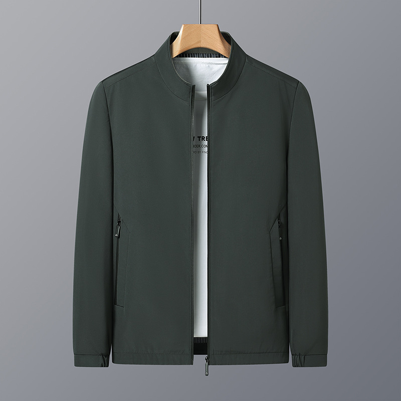 Meeste kerge ärijakke, ilma krae, tõmblukuga, regulaarne lõige, sobib kevade ja sügise jaoks