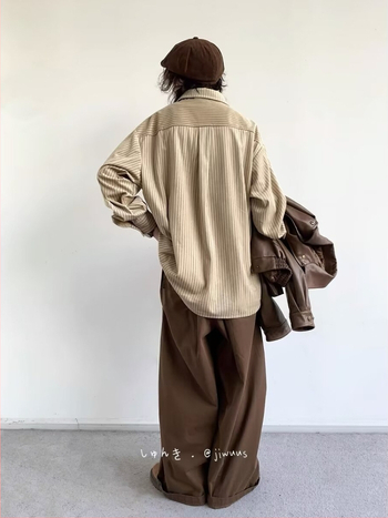 Puuvillane triibuline särk-jakk jaapani retro stiilis, vaba lõige, pikad varrukad, tasku detail