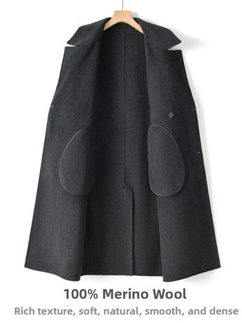 Pánsky zimný kabát v kórejskom štýle voľného strihu, dvojradové zapínanie, 100% vlna