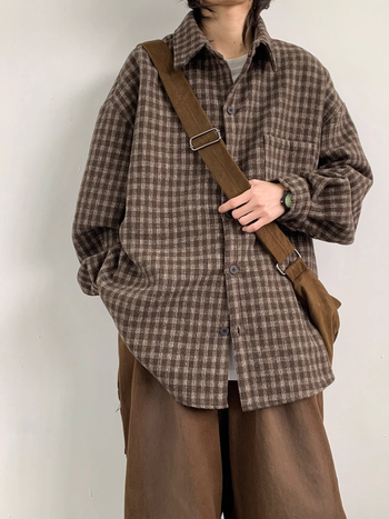 Košieľa-jaketka s káro vzorom, golier lapel, dlhé rukávy, voľný strih, polyesterová tkanina