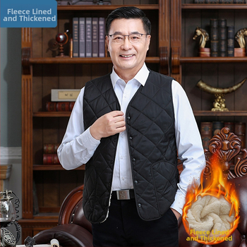 Pánska hrubá bavlnená vesta bez kapucne, voľný strih, výplň: bavlna, podšívka: polyester, Zima 2024