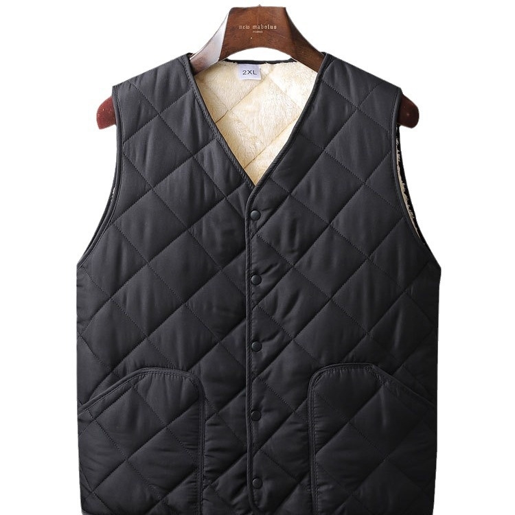 Pánska hrubá bavlnená vesta bez kapucne, voľný strih, výplň: bavlna, podšívka: polyester, Zima 2024