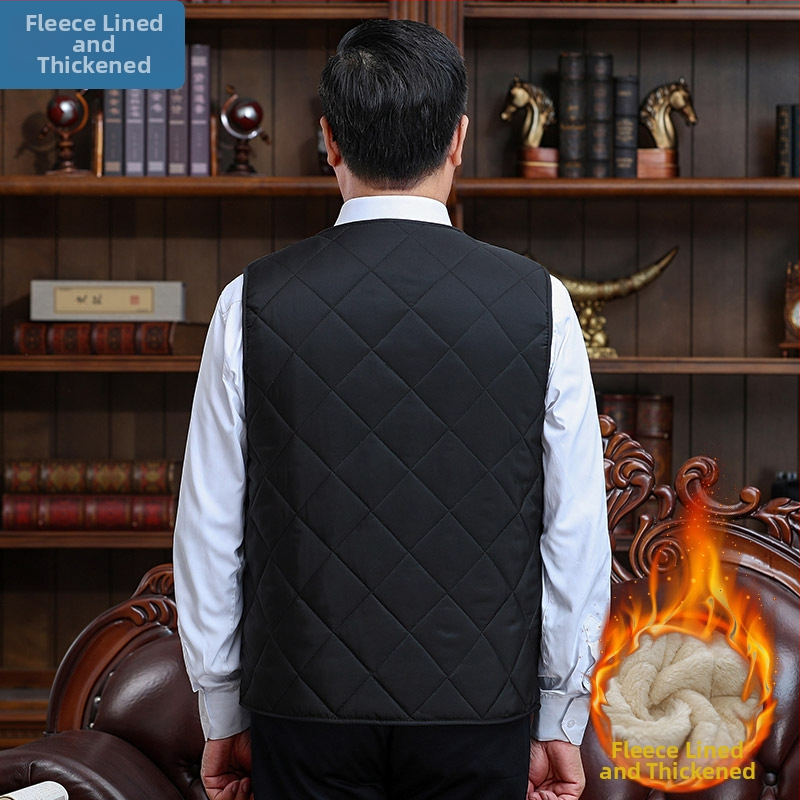 Vyrų storos medvilninė liemenė be gobtuvo, laisvas kirpimas, užpildas: medvilnė, pamušalas: poliesteris, Žiema 2024