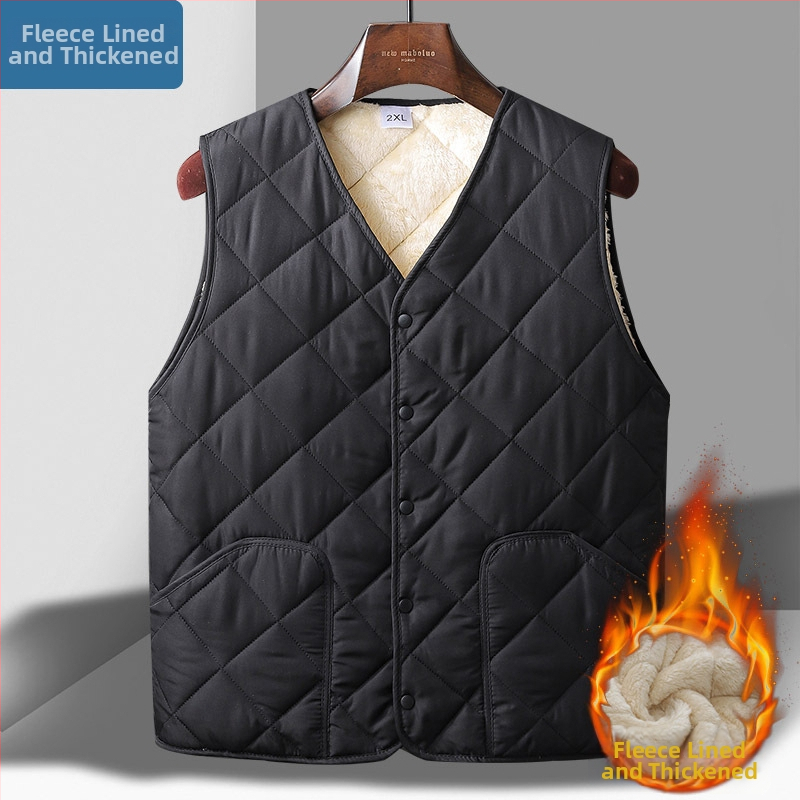 Vyrų storos medvilninė liemenė be gobtuvo, laisvas kirpimas, užpildas: medvilnė, pamušalas: poliesteris, Žiema 2024