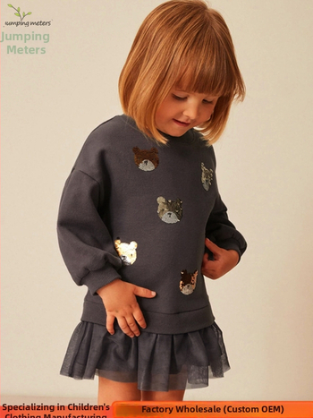 Princezná šaty pre dievčatá s dlhými rukávmi, 98% bavlna, cartoon vzor, pre dievčatá 3–8 rokov