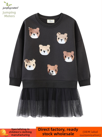 Princezná šaty pre dievčatá s dlhými rukávmi, 98% bavlna, cartoon vzor, pre dievčatá 3–8 rokov