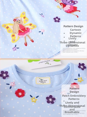 Detské šaty v štýle európsko-americkom, s dlhými rukávmi, 100% bavlna, kreslený vzor