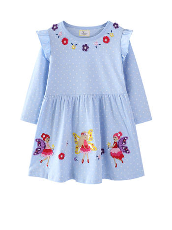 Detské šaty v štýle európsko-americkom, s dlhými rukávmi, 100% bavlna, kreslený vzor