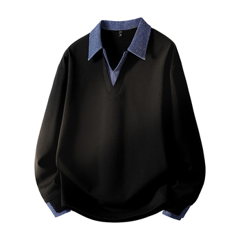 Muški fleece pulover s blokiranim ovratnikom, dugim rukavima, širokim krojem, 100% poliester