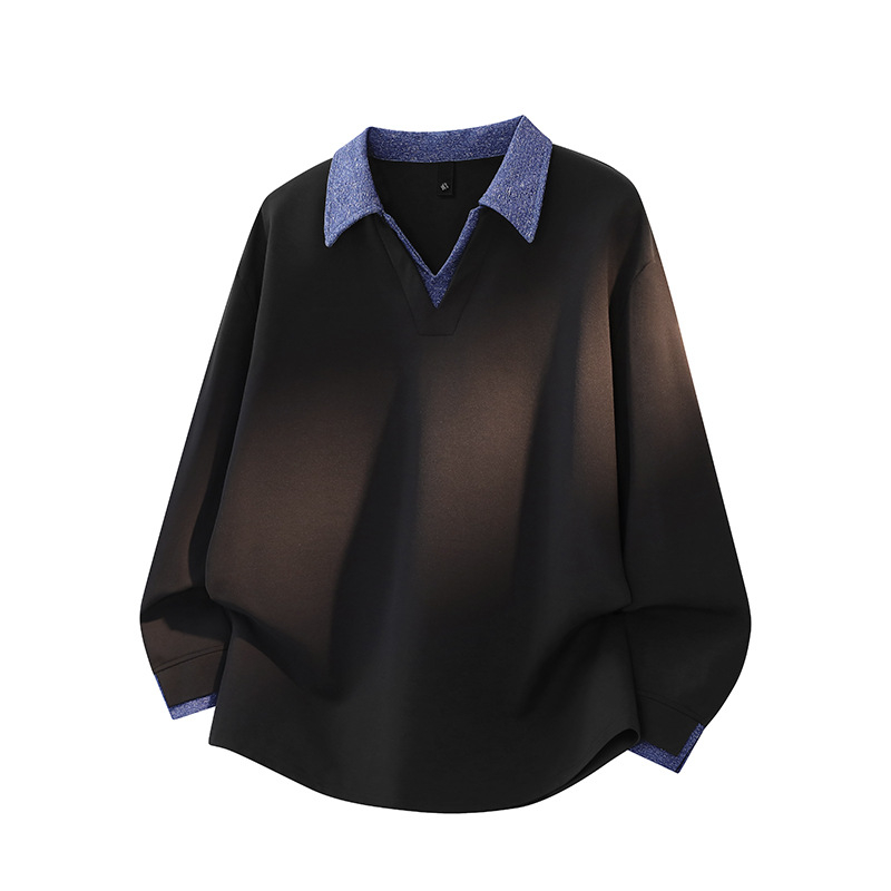 Muški fleece pulover s blokiranim ovratnikom, dugim rukavima, širokim krojem, 100% poliester