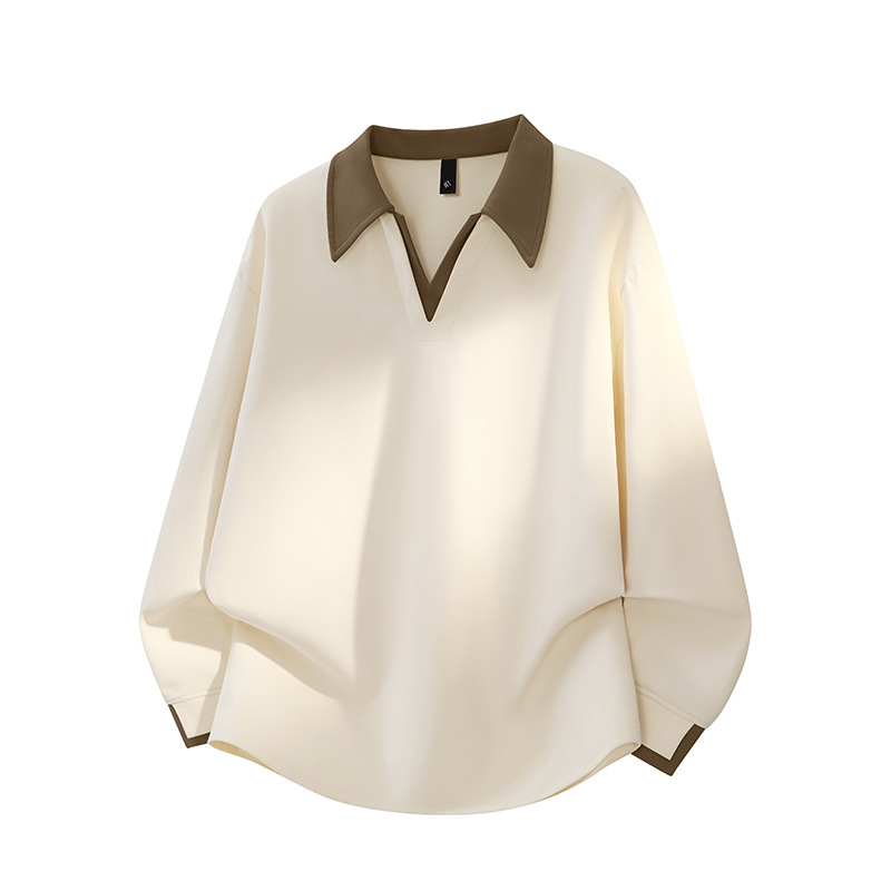 Muški fleece pulover s blokiranim ovratnikom, dugim rukavima, širokim krojem, 100% poliester