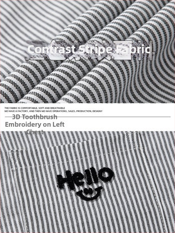 Meeste särg triibulise värvi blokkidega, tasku ja 3D tikandiga, vaba lõige, polüester–viskoosi segu.