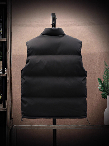 Vesta z bavlny s výplňou z downu – Slim-fit, cardigan štýl, okrúhly golier, zips, pevné teplo