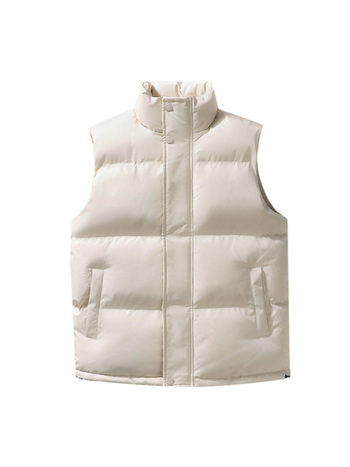 Vesta z bavlny s výplňou z downu – Slim-fit, cardigan štýl, okrúhly golier, zips, pevné teplo