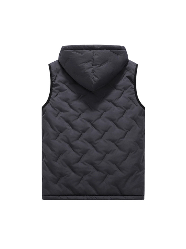 Pánska kapucňová kardigánová vesta – voľný strih, zips vpredu, polyesterová tkanina 100%, podšívka polyester, bežná hrúbka