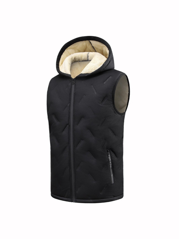 Pánska kapucňová kardigánová vesta – voľný strih, zips vpredu, polyesterová tkanina 100%, podšívka polyester, bežná hrúbka