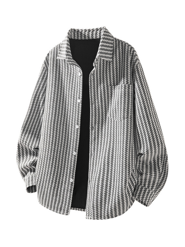 Meeste särgi-jakk raske kangaga kalasaba mustriga, vaba lõige, Turn-down krae, pikad varrukad, polüesteri kangas, sügis-talv 2025