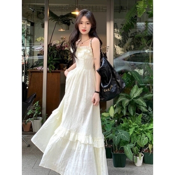 Ühe õla strapkleit, maxi pikkusega, A‑liin, polüester koos šifonivoodriga