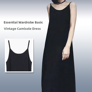 Kleit õlarihmadega, midi pikkus, ümmarguse kaelusega, varrukateta, polüester