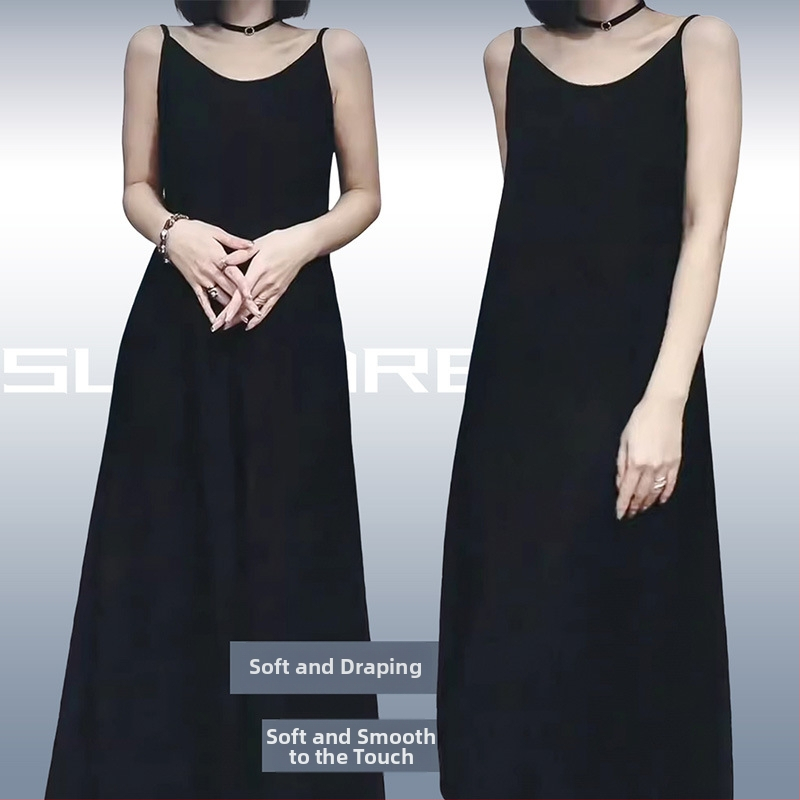 Kleit õlarihmadega, midi pikkus, ümmarguse kaelusega, varrukateta, polüester